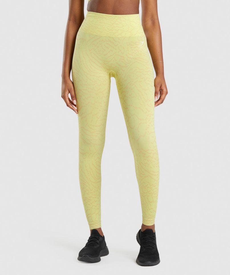 Women\'s Gymshark Adapt Animal Seamless Leggings Yellow | CA 8N63AD